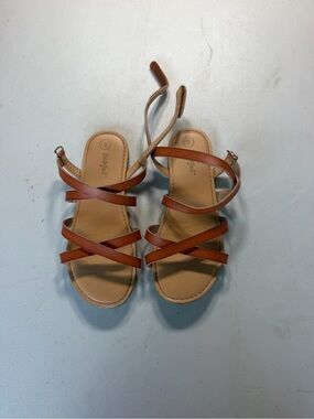 Kid’s Strappy Brown Ankle-Tie Sandals